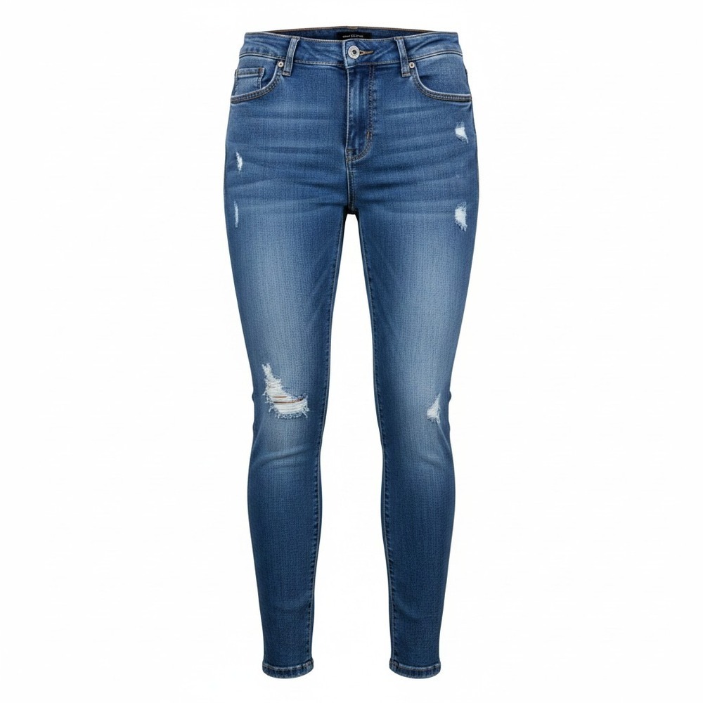 1822 Denim Y2K Womens Blue Distressed Stretch Skinny Jeans Raw Hem Size 10/30